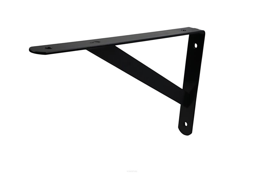 Wspornik półki czarny 500 x 300 x 25 mm stalowy uchwyt z wzmocnieniem