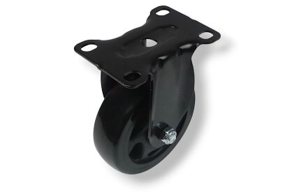 Kółko meblowe stałe fi 100,  gumowane czarne z podstawą 64 x 94 mm.