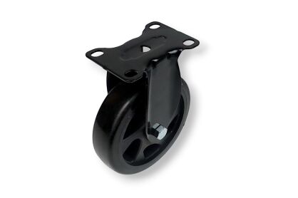 Kółko meblowe stałe fi 125,  gumowane czarne z podstawą 64 x 94 mm.